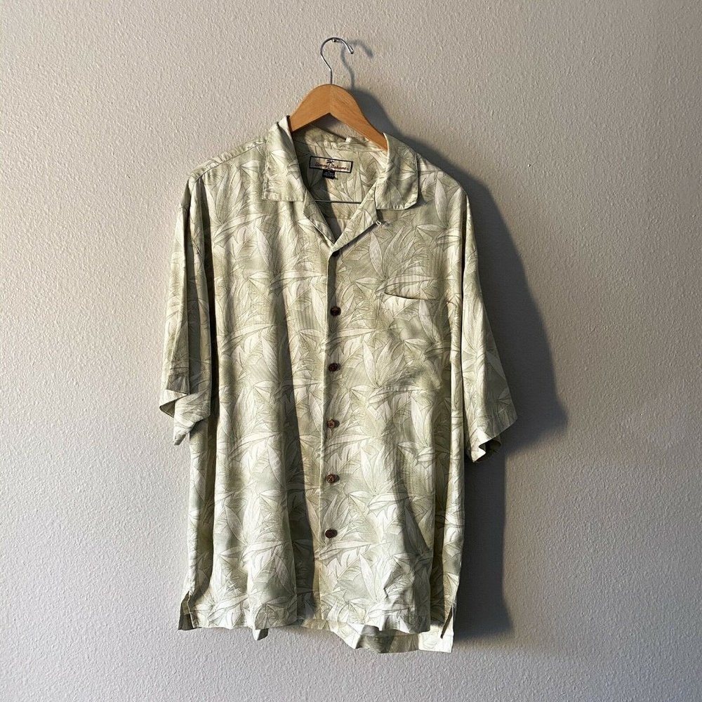 Tommy Bahama Green Floral Wooden Button Up